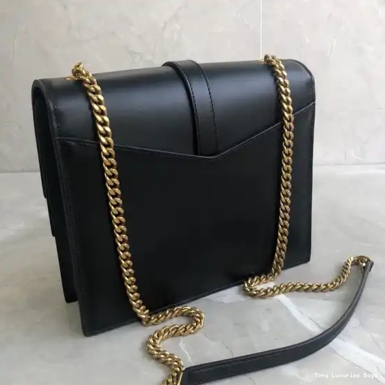Tony Luxuries SULPICE YSL CHAIN MEDIUM BAG BURGUNDY IN LEATHER 0502